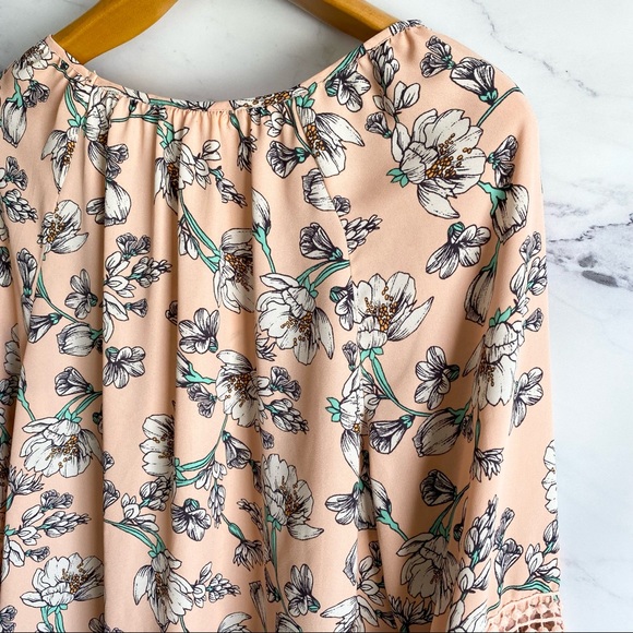 Copper Key Shabby Chic Aesthetic Flowy Hi Low Floral Top Size Large - Picture 7 of 8